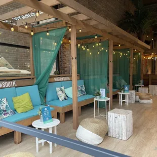 the seating area of the restaurant