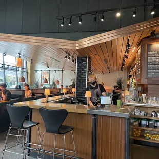 the counter and seating area