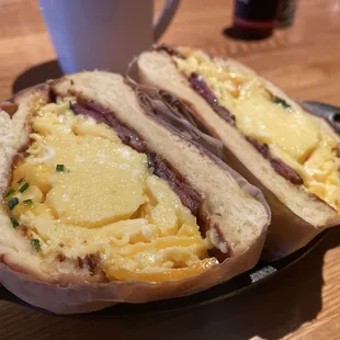 Breakfast sandwich with bacon