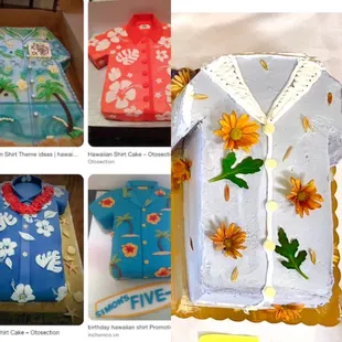 Hawaiian shirt theme I asked for. Not quite Hawaiian and not quite the colors we wanted. But it tasted good.