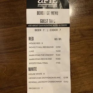 Beverage Menu