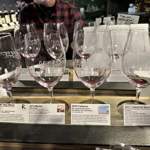 Wine tasting flight -  very much enjoyed - at Northwest Cellars in Kirkland Washington.