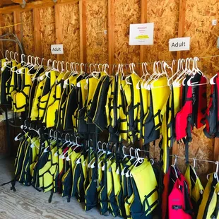 Life jackets of all sizes