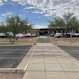 From the parking lot.
