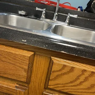 Scuffed up countertops.