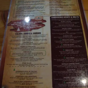 Front of the menu.