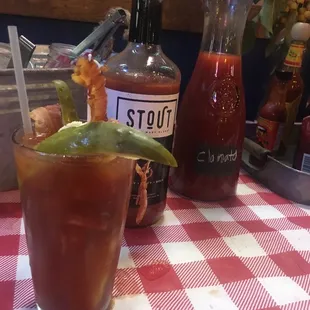 Bloody Mary bar before the meat raffle.