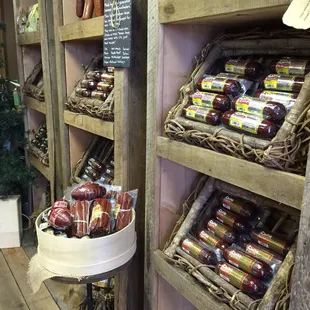 a display of meat products