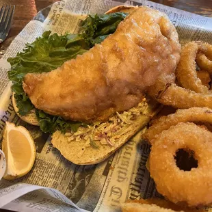 Really good walleye sandwich. It wasn't greasy. Battered, but not too heavy.