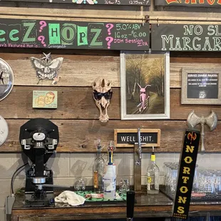 a variety of signs on the wall