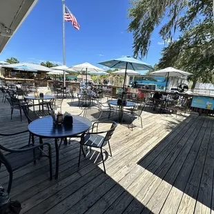 Outside seating with umbrellas