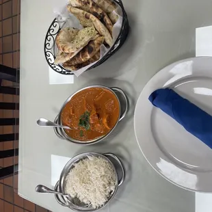 Chicken tikka masala and garlic naan