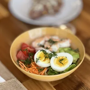 Looking for something fresh and healthy? Try our bowls with chicken, shrimp, and salmon!