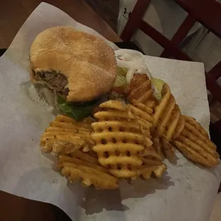 Burger and fries