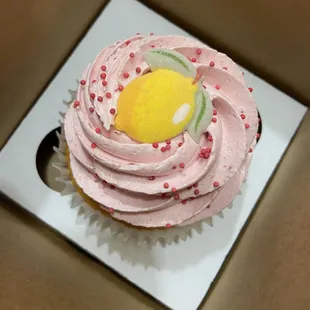 Lemon cupcake with raspberry buttercream