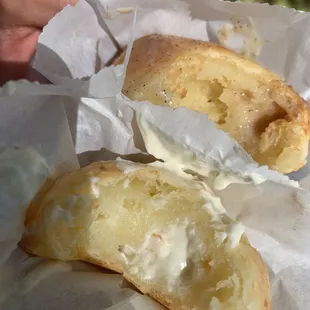 Filled breads - white queso and churro caramel