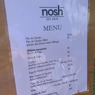 menu