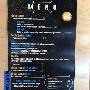 menu