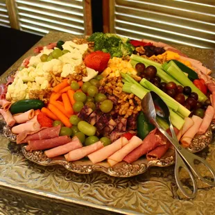 a platter of assorted foods