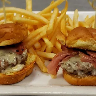 The original nosh sliders with a side of truffle frites