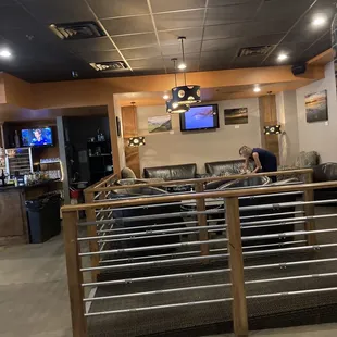 Inside seating area with couches