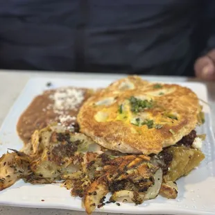 Chilaquiles verdes with chorizo