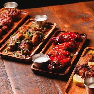 chicken wings and fried chicken, food