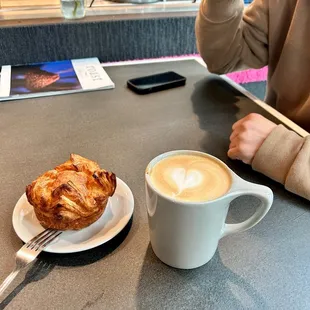 Elderflower Latte with oat milk and Kouign Amann