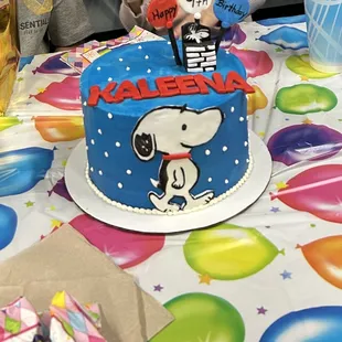 Snoopy cake! It&apos;s cute and my daughter loved it! Cake is good too! Not too sweet and moist