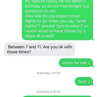 conversation between myself and the owner