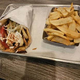 Pork gyro with fries