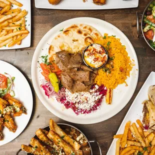 a variety of greek food