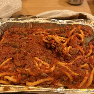 Spaghetti bolognese delivered by GrubHub