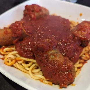 Spaghetti and sausage
