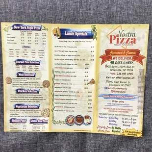 To go menu with hours