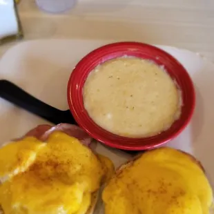 Traditional Eggs Benedict with grits
