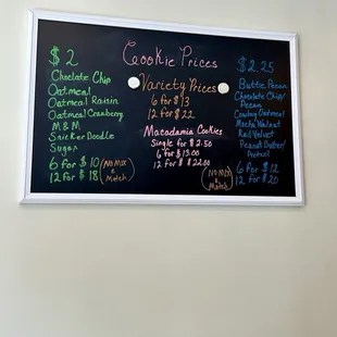 a menu on a chalkboard