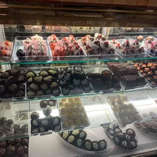 a variety of chocolates on display