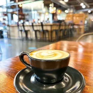 a cup of coffee on a saucer