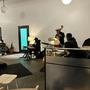 a group of people playing instruments