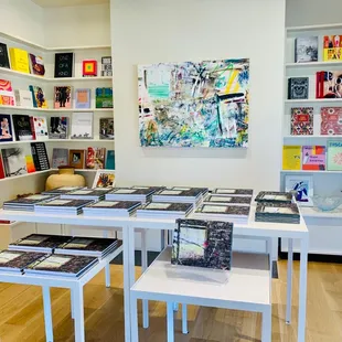 a table with books on it