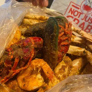 Seasoned and cooked to perfection. Crawfish, Mussels, Headless Shrimp.