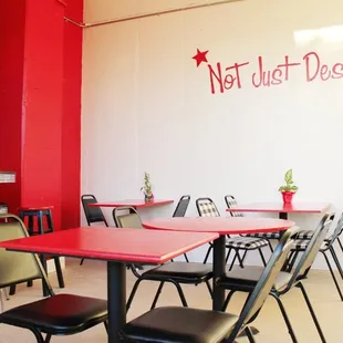 tables and chairs in a restaurant