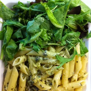 Penne to die for and nalo greens with the best vinaigrette dressing!