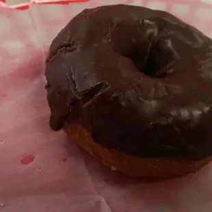 Chocolate glazed old fashioned cake donut