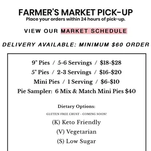 You can order ahead and pick up from the farmers market