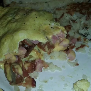 Meat lovers omelette interior