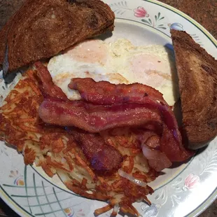 Perfect American breakfast at Not Justa Cafe (actually, from the bar next door with the same menu).