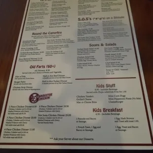 Front of the menu.