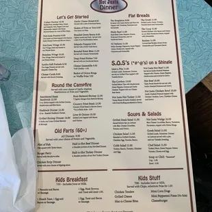 a menu on a table